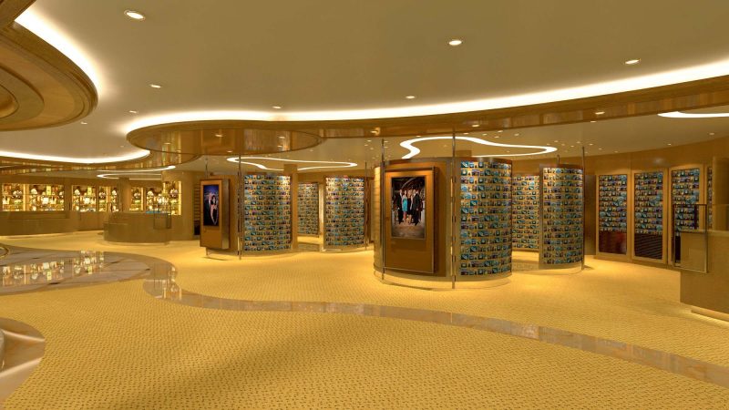 Aboard Royal Princess, guests can browse through the ship's photo video gallery for shots they may want to purchase as keepsakes.
