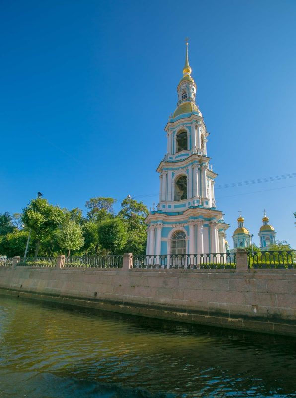 Church seen on a canal cruise in St. Petersburg, Russia.