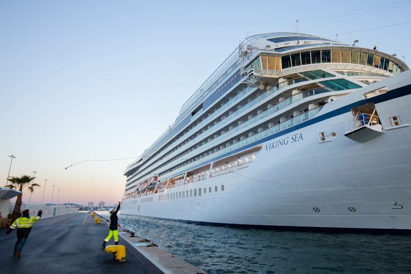   Viking Sea docked in the port of Toulon, France.