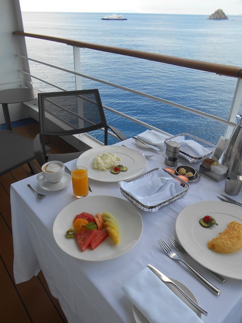 What a way to greet St. Barth's with breakfast on a balcony while sailing into this chic, French West Indies port