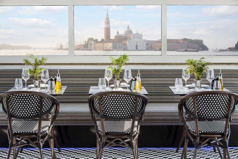 Get a marvelous view of Venice while dining al fresco at Cielo’s aboard S.S. La Venezia.