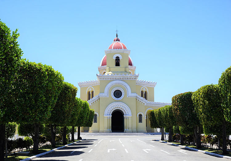 A pretty church along a promenade in Old Havana.