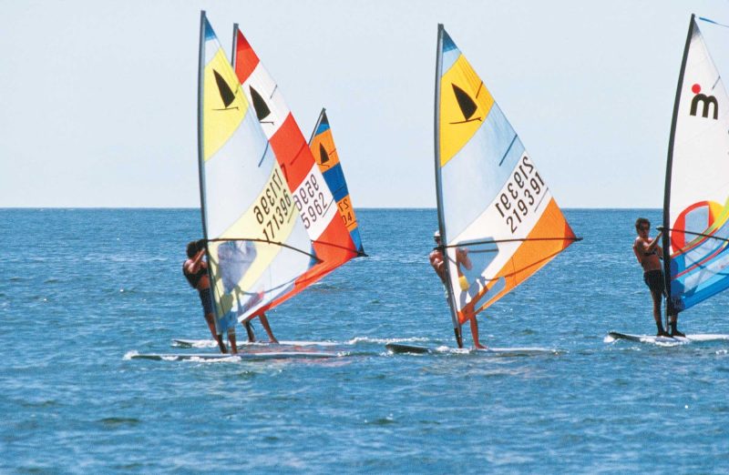 Windsurfing (sometimes called sailboarding) in Florida.