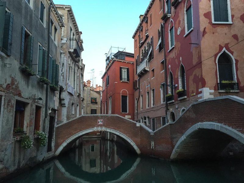 The canals of Venice at daybreak.