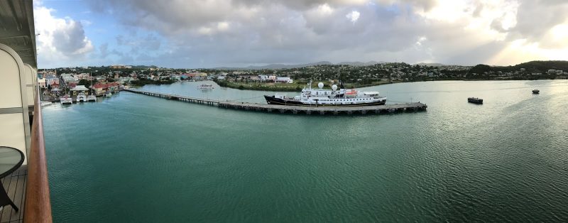 A slightly distorted panorama of a pier in St. John's Harbour in Antigua, taken with an iPhone 7.