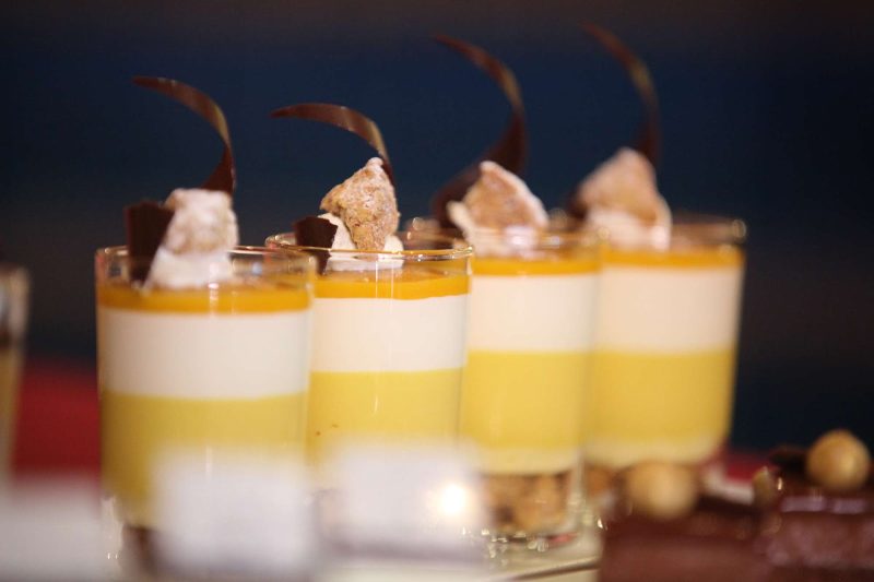 Desserts lined up as part of the unveiling of Chocolate Journeys on Ruby Princess.