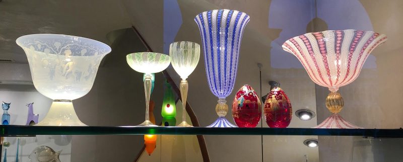 Glassware in a shop window along the Procuratie Vecchie on Piazza San Marco, Venice.