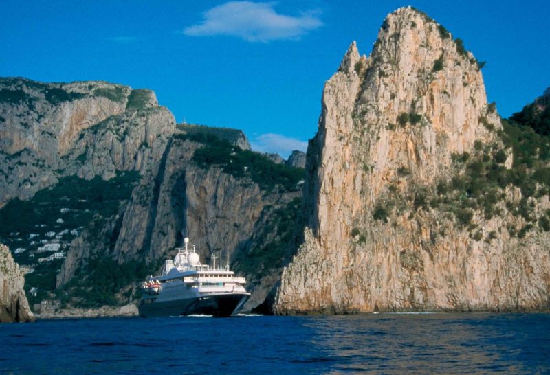 SeaDream yachts can cruise off the beaten path and close to shore, letting you take a closer look at Capri.