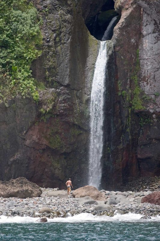 Waterfall at Kalaupapa on the Hawaiian island of Molokai.