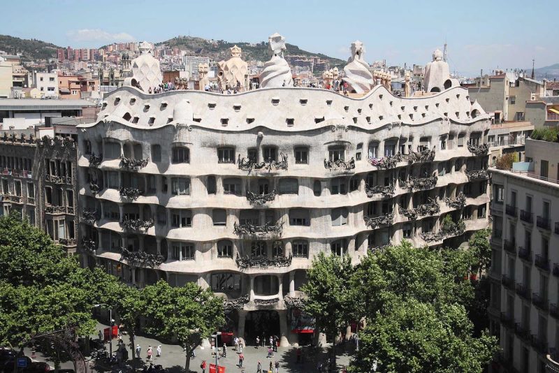 Casa Milà, or La Pedrera, is one of the top landmarks in Barcelona. The building was designed by noted architect Antoni Gaudi.