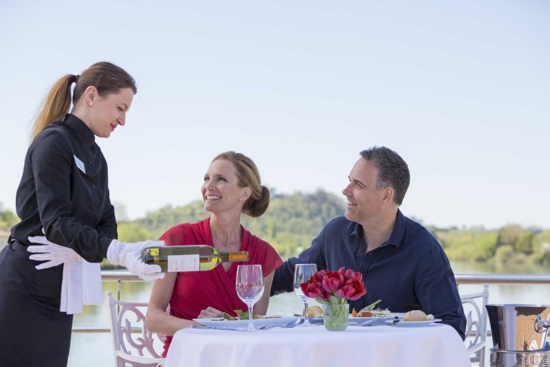 Dine al fresco during breakfast or lunch on Uniworld's S.S. Bon Voyage.