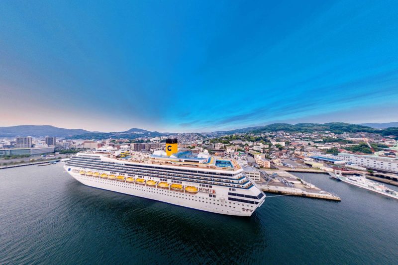 Costa Fortuna in the port of Nagasaki, Japan.