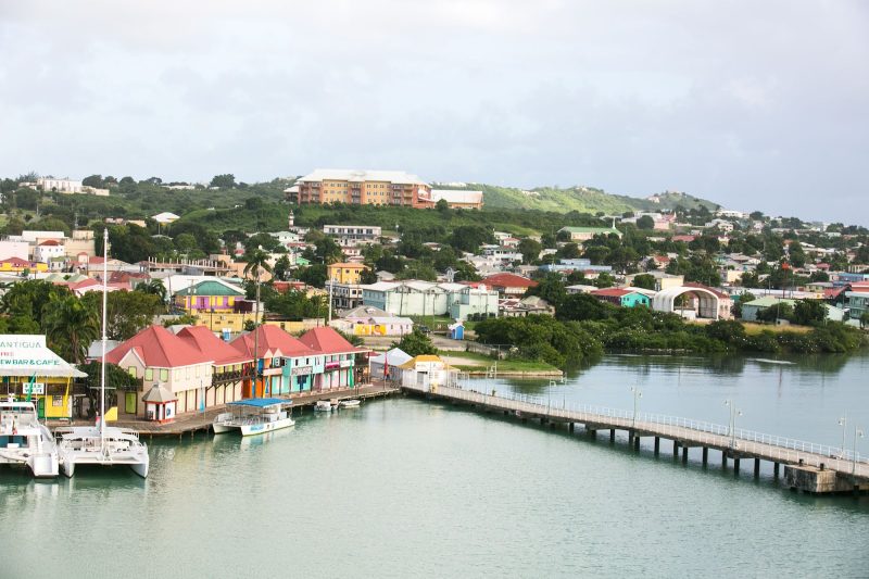 The colorful port of St. John's, capital of Antigua.