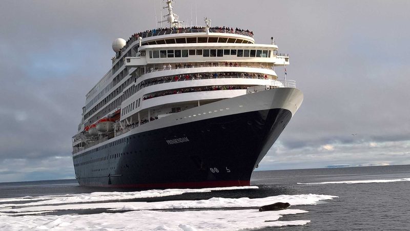 A view of Holland America's Prinsendam in the Arctic, taken from a tender.