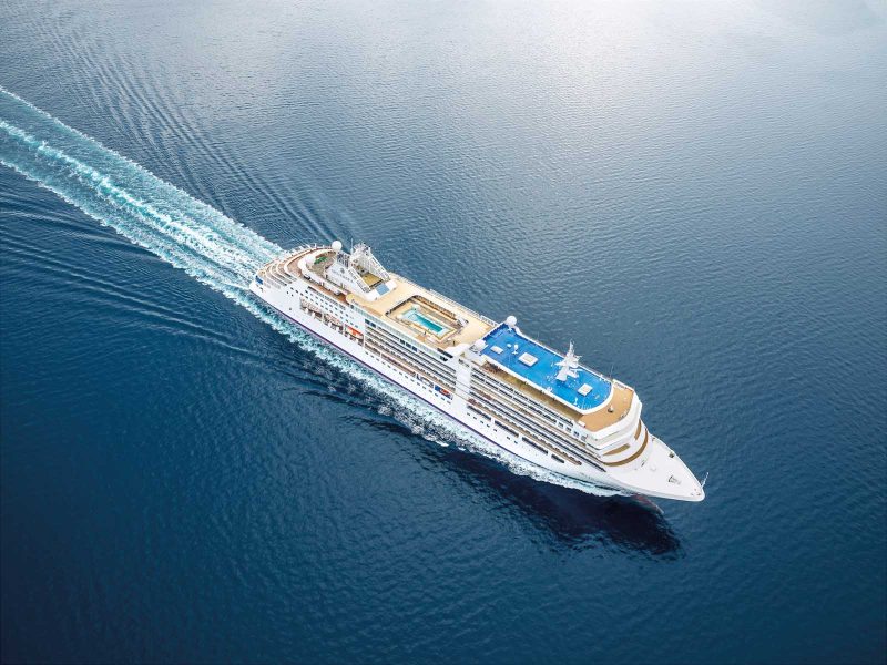  An aerial of the 596-passenger luxury ship Silver Moon. 