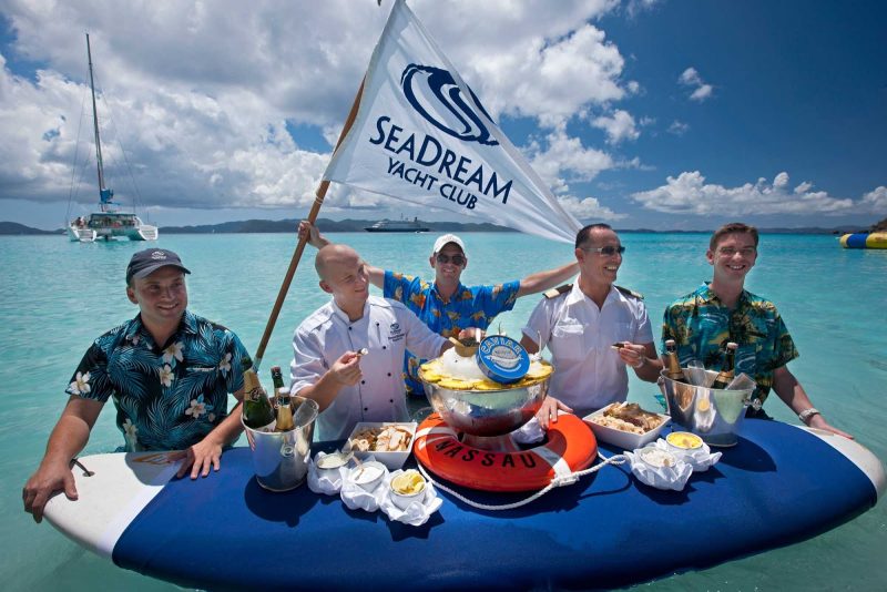 Caviar and champagne in the surf is part of the SeaDream experience.
