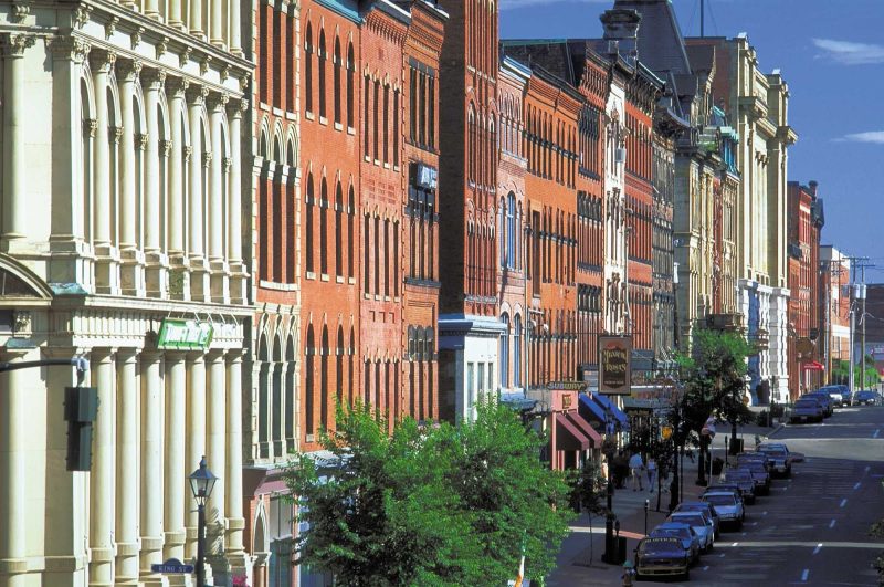 Historic Prince William Street in Saint John, New Brunswick, Canada.