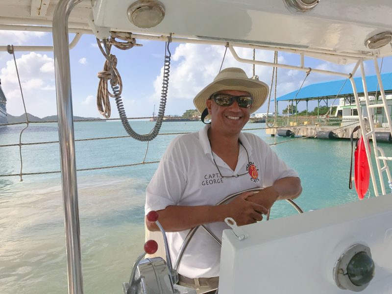 Captain George, who led a Silver Spirit catamaran tour along the coast of Antigua.
