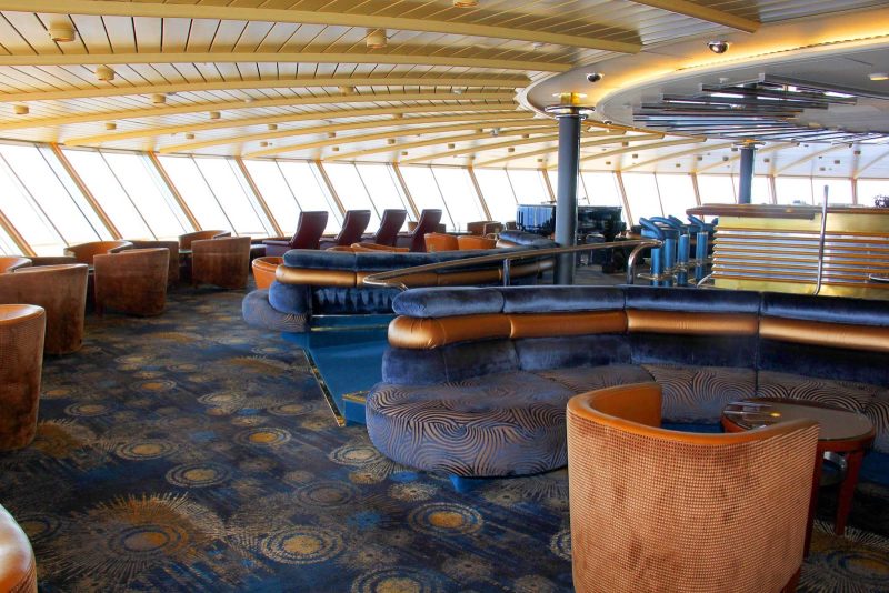 Take in the scenic ocean views from the Crow's Nest atop Holland America's Prinsendam.