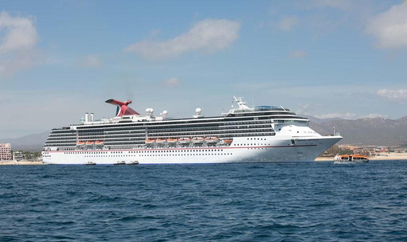 Carnival Miracle moored in the bay of Cabo San Lucas, Mexico. 