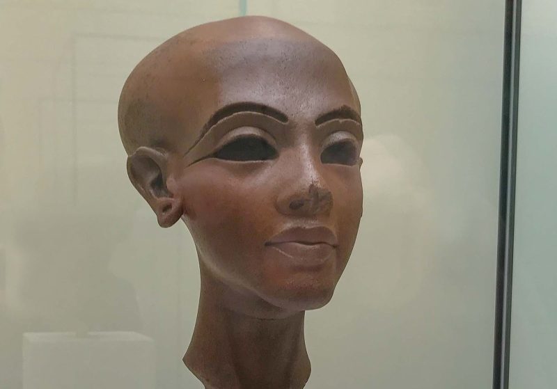 Head of a statue of an ancient Egyptian princess at the Neues Museum in Berlin.