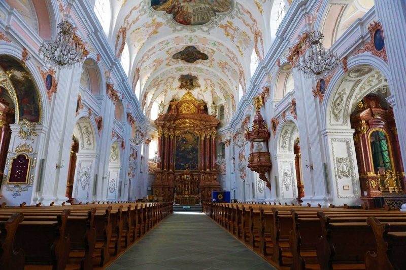 The interior of St. Paul’s Cathedral in Lucerne, Switzerland, which dates to 1912.