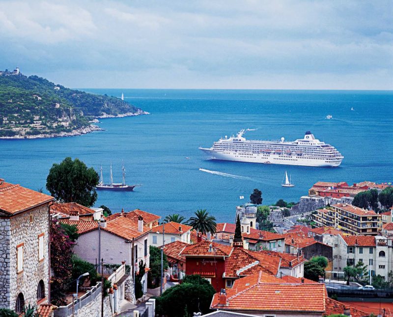 Crystal Symphony in Villefranche-sur-Mer in the Côte d'Azur region on the French Riviera.