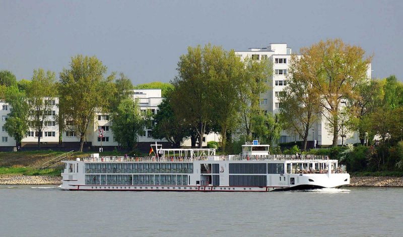 The river cruise ship Viking Lif in Cologne-Mülheim, Germany.