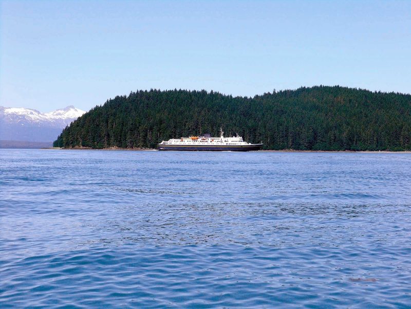 A ferry off the coast of Alaska.