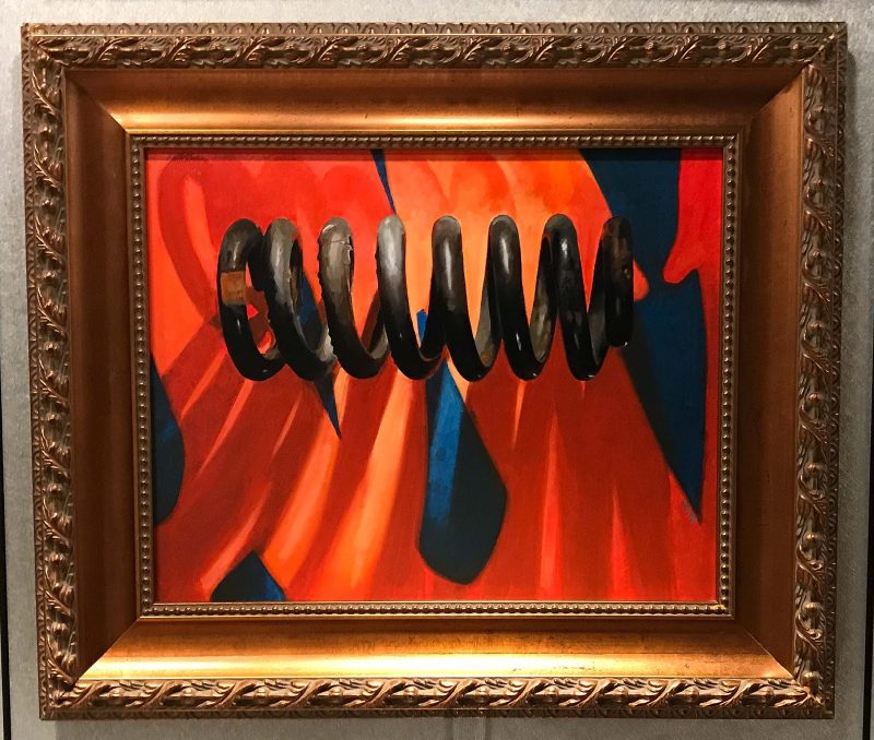 A modern artwork outside the Gallery Bar on ms Oosterdam. 