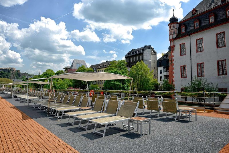 Take in the passing sights on the Sky Deck on Avalon Illumination. 