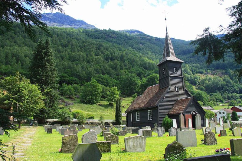 The Flam Church was built in 1670, one of the many sights in Flam, Norway.