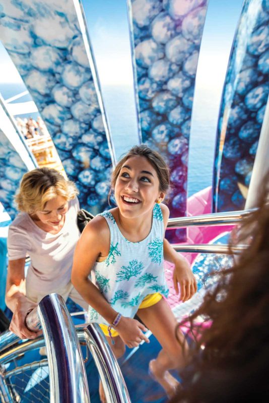 Kids and adults will get an adrenaline jolt from the Ultimate Abyss on Harmony of the Seas, the tallest waterslide at sea.