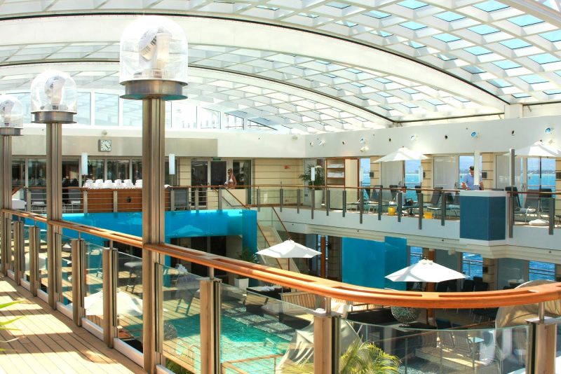 The awesome retractable roof above the pool deck on Europa 2.