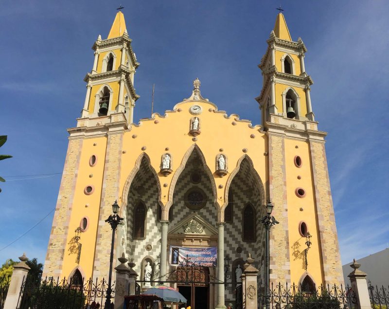 Outisde the historic Cathedral of the Immaculate Conception, completed in 1899, in Mazatlan, Mexico. 