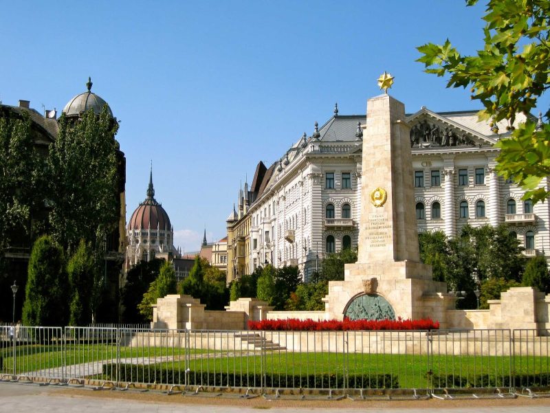 Szabadsag Square in Budapest, Hungary.