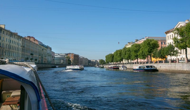Here’s what you’d see from the front seat of a canal cruise  in St. Petersburg, Russia.