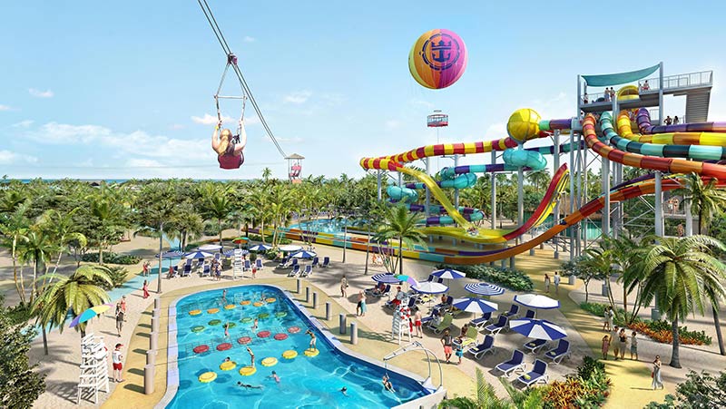 Take a zipline and choose a dry landing on shore or a water landing.