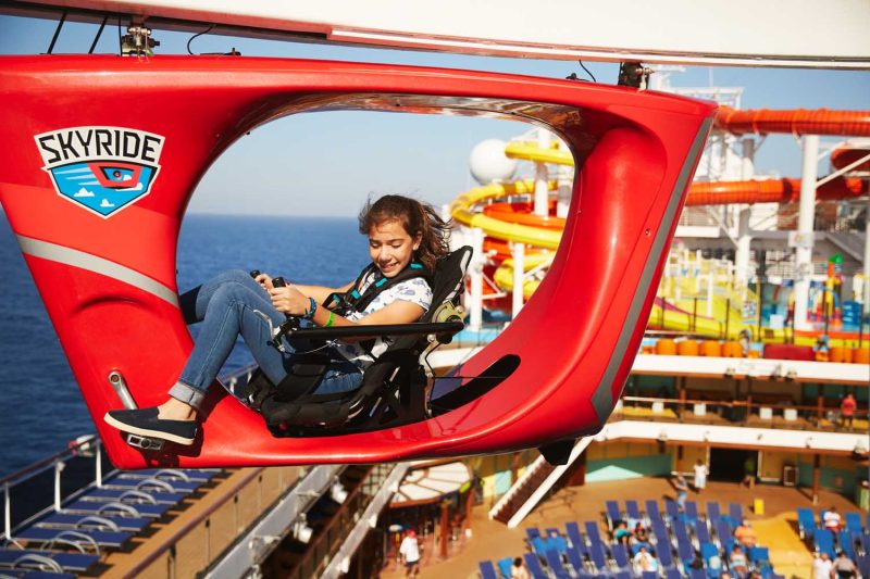 Take a spin on the Skyride and zip high above the ship (and sea) during your Carnival cruise.