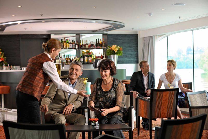 The Panorama Lounge is a great place to unwind after days of sightseeing on the Danube as it travels through Germany, Switzerland and Hungary on Avalon Panorama.