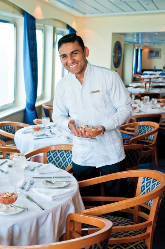 A look at the dining room on National Geographic Endeavour, which visits the Galapagos.