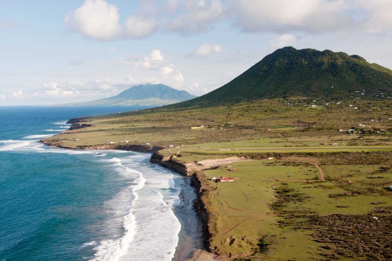 The cliffs and open spaces  between the dormant volcano of Quill and the mountains Signal Hill and Little Mountain on the island of St. Eustatius.