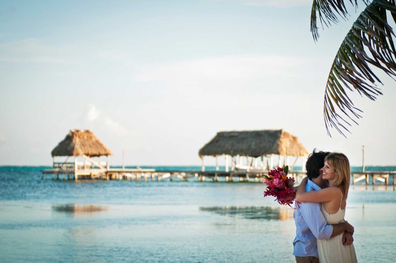 The beach at Victoria House on Ambergris Caye, Belize.