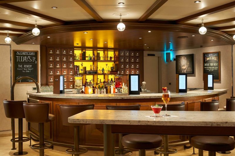 Try a new drink whipped up by an expert mixologist at the Alchemy Bar on Carnival Horizon.