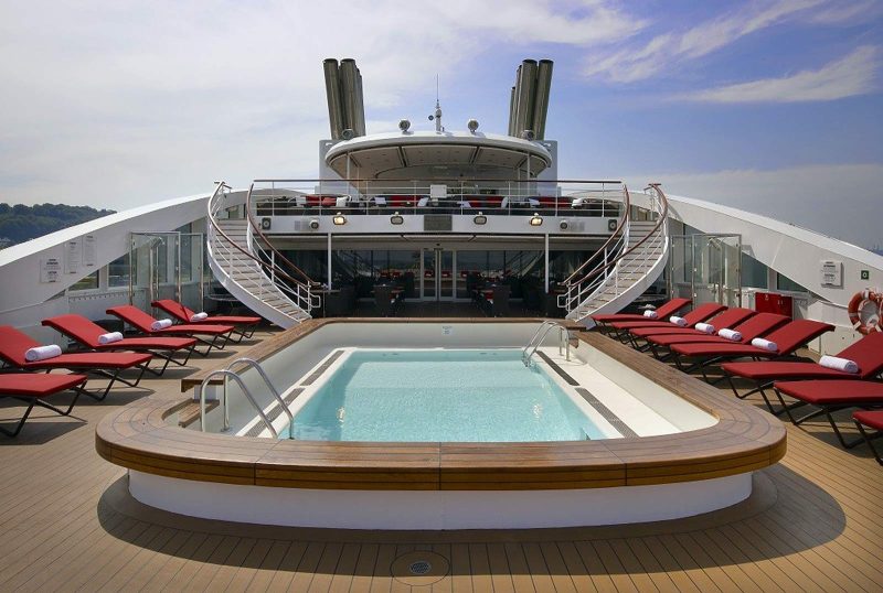 The pool aboard the luxury expedition ship Le Boreal. 