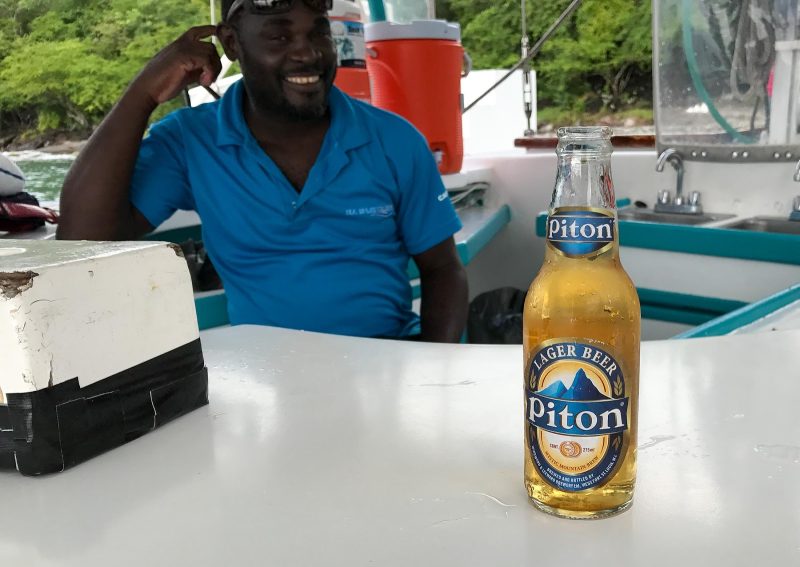 Piton Lager, a beer brewed in Vieux Fort, St. Lucia.
