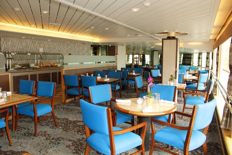 Head to the Lido Market, a series of themed dining stations, for a bite to eat on ms Prinsendam.