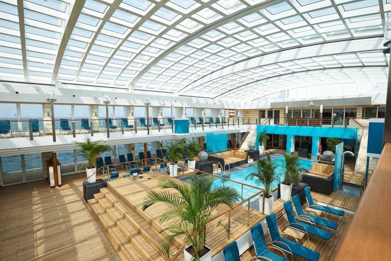 Head to Europa 2's pool deck to take laps in the impressive pool or relax in one of the sun lounges.