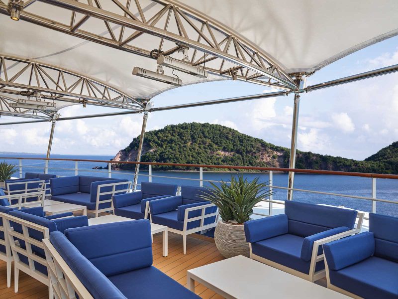 The terrace of the Panorama Lounge on Silver Moon.