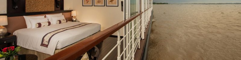 A suite on Avalon Saigon, the upscale river ship for exploring the Mekong River straddling Vietnam and Cambodia.
